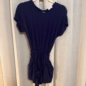 Pink Lily Navy Blue Romper